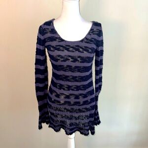 Free People Striped Knit Top in Purple and Lavender